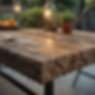 Natural Material Garden Table Close-up of a contemporary garden table made of natural materials