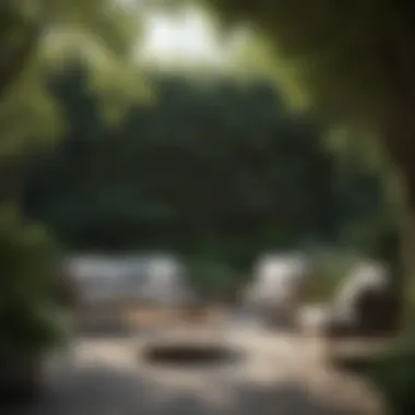Stylish Outdoor Seating Elegant outdoor seating arrangement surrounded by greenery