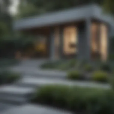 A contemporary home with various shades of gray harmonizing with nature.