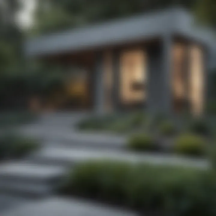 A contemporary home with various shades of gray harmonizing with nature.
