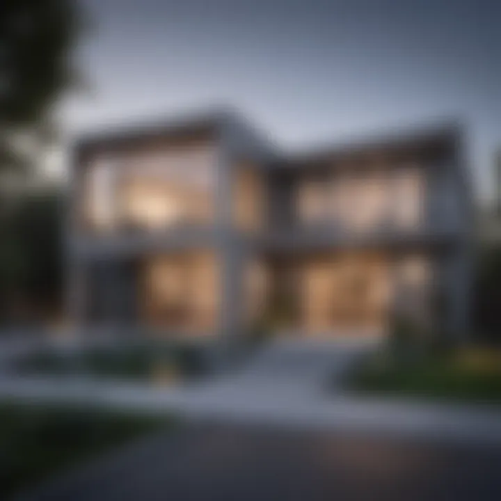 A modern home showcasing a sophisticated light gray exterior.