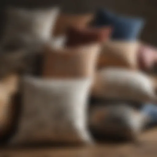 Elegant assortment of decorative house pillows showcasing various textures and patterns