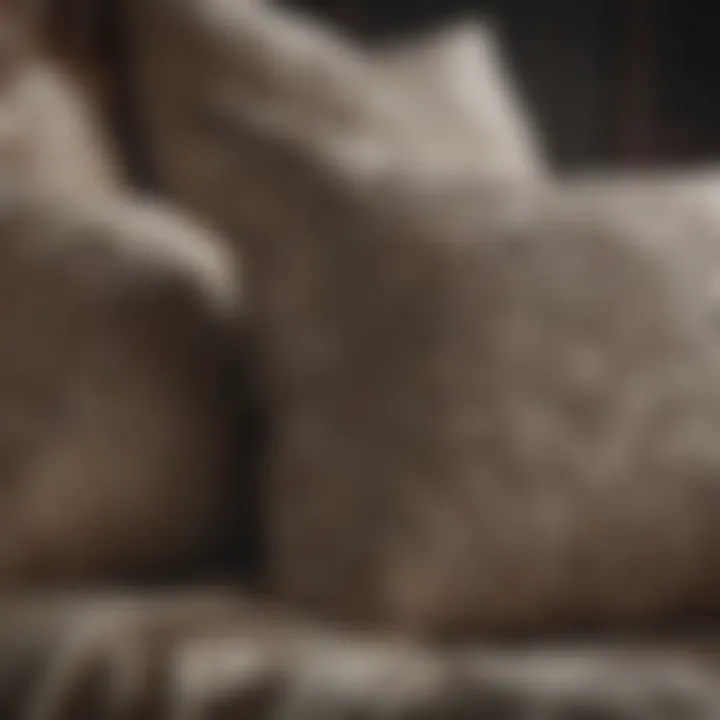 Close-up of luxurious materials used in high-quality house pillows