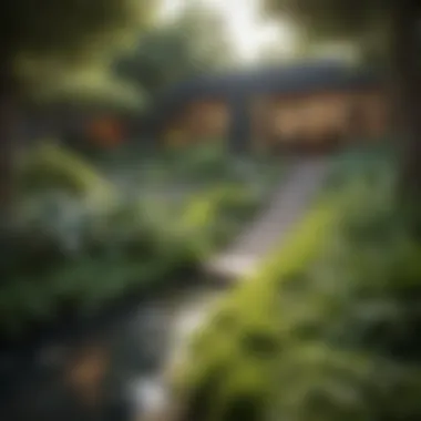 Eco-Friendly Landscape Architecture A beautifully landscaped garden highlighting eco-friendly practices and design.