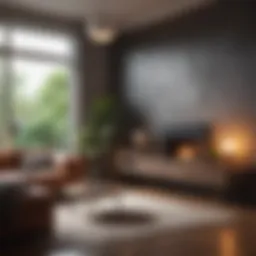 A modern living room showcasing sustainable materials and innovative design elements.