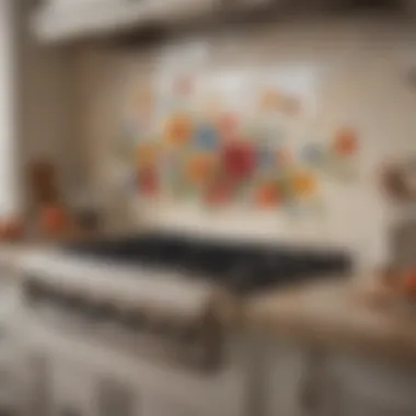 Floral Elegance in Kitchen Design Elegant kitchen backsplash mural featuring vibrant floral designs