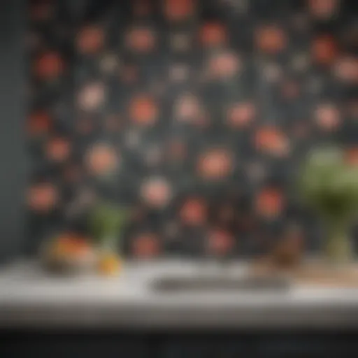 Elegant kitchen wallpaper design showcasing floral patterns