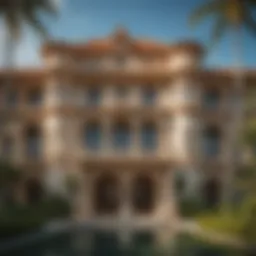 The grand facade of Mar a Lago showcasing its architectural elegance.