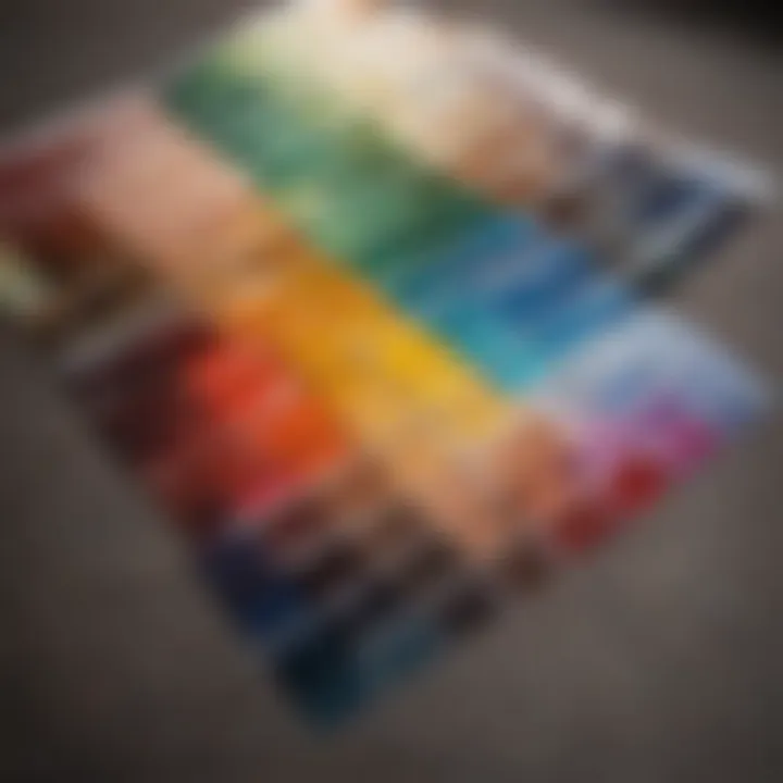 A close-up view of color swatches used in interior design.