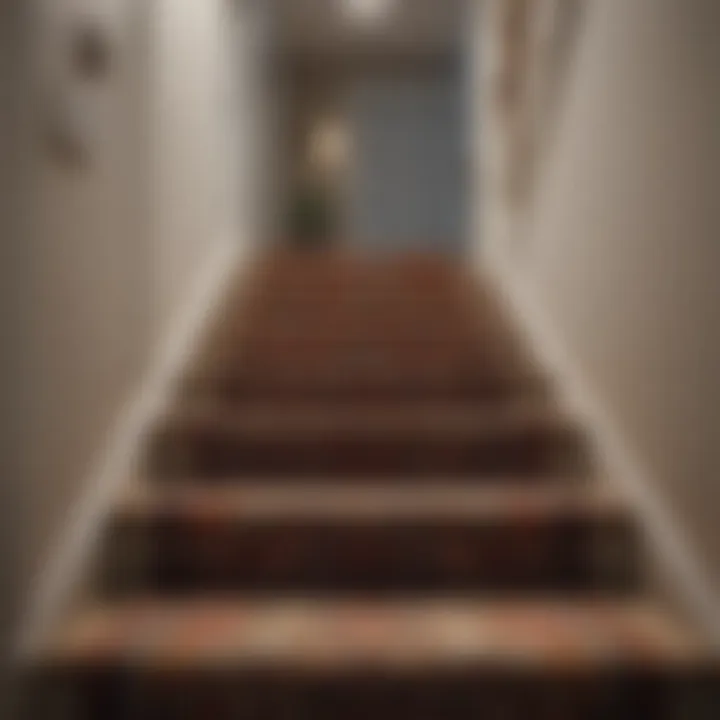 Stylish interior with a patterned carpet runner complementing the decor