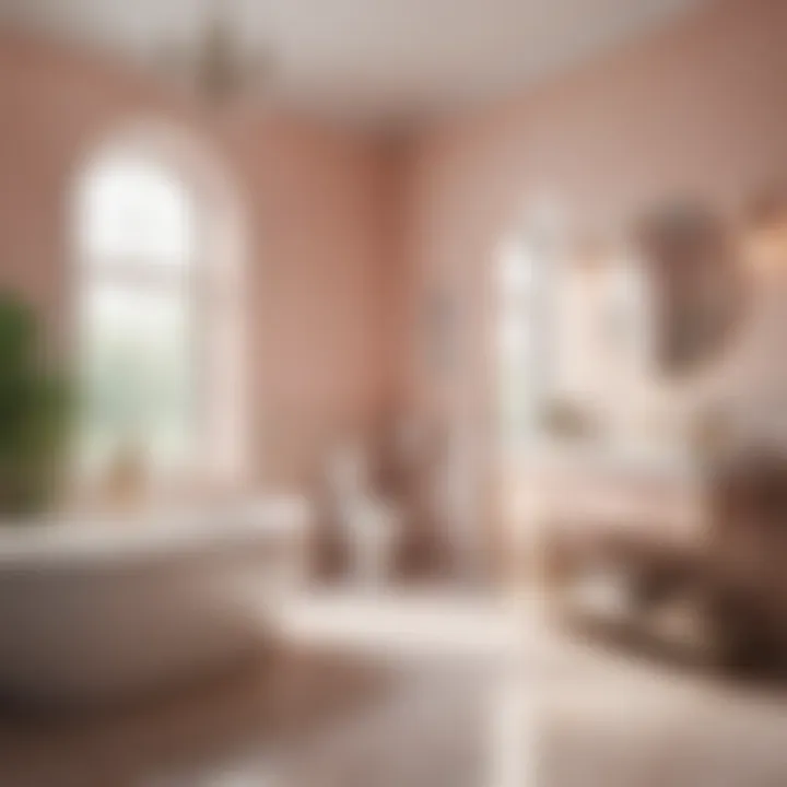 Luxurious pastel-colored bathroom with sophisticated elements