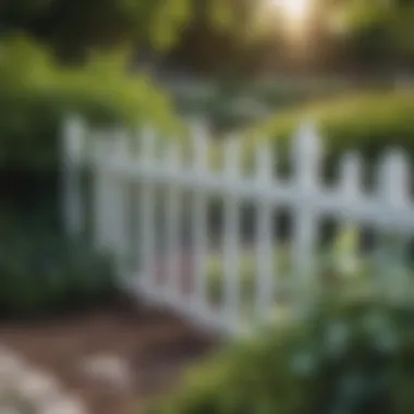 Charming mini white fence enclosing a garden bed