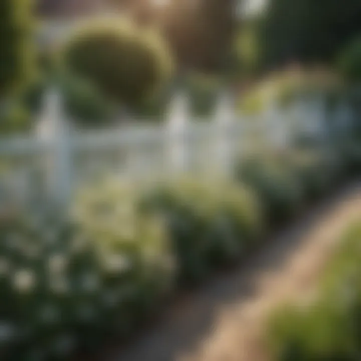 Elegant arrangement of mini white fences in a flower garden