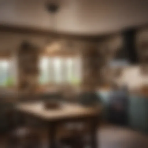 Rustic pendant light illuminating a cozy kitchen