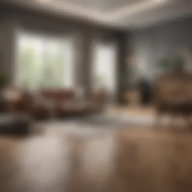 Elegant Living Room with Sims Flooring An elegant living room featuring sims flooring, highlighting the aesthetic appeal of the material.