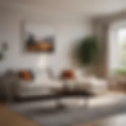 Elegant small depth couch in a modern living room setting