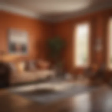 Warm color schemes enhancing the atmosphere of a cozy living room.
