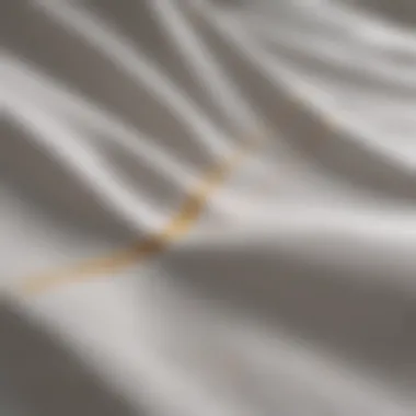 A detailed view of thread count measurement on cotton fabric.
