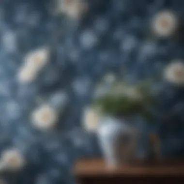 Elegant blue country wallpaper design showcasing floral patterns