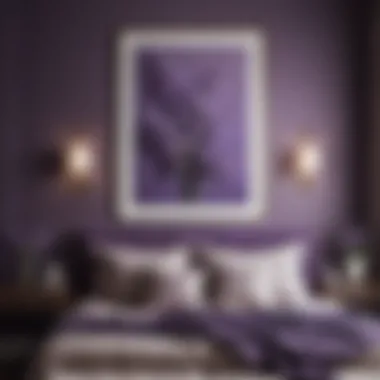 Stylish room decor featuring violet paired with neutral tones