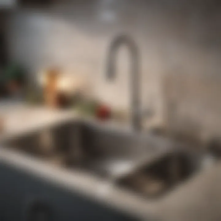 A sleek stainless steel kitchen sink showcasing modern design