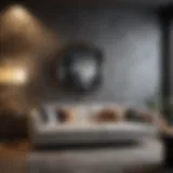 Luxurious living room adorned with textured wallpaper