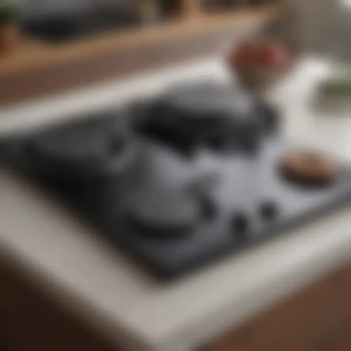 An electric stovetop with a sleek design, highlighting its heating elements in action.