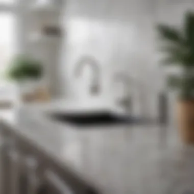 Stylish white marble backsplash elevating a luxurious kitchen design