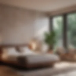 A serene bedroom featuring an Essentia organic mattress surrounded by calming decor