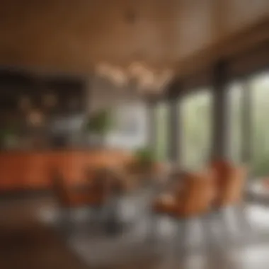 Cozy Dining Area with Warm Hues A cozy dining area designed with warm hues that encourage social interaction.