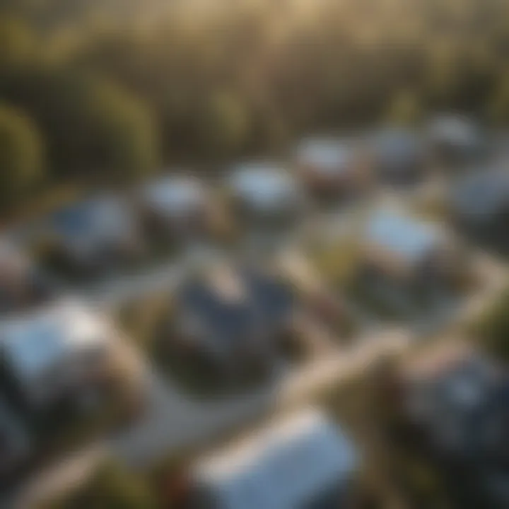 Aerial view of a tiny home community in Georgia