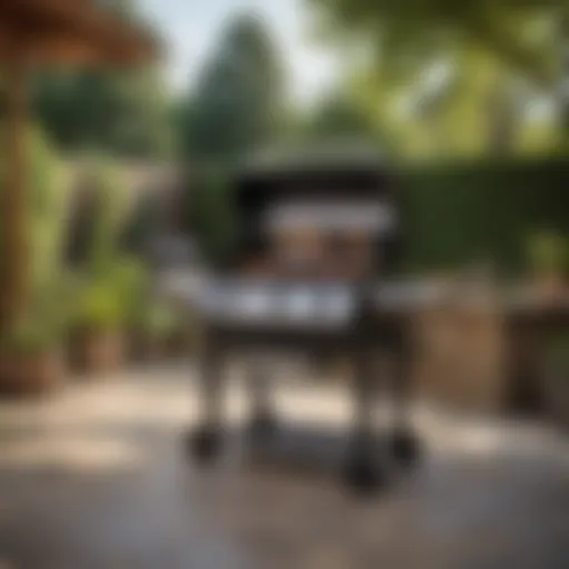 A sleek gas grill showcased in a modern backyard setting, highlighting its design and functionality.