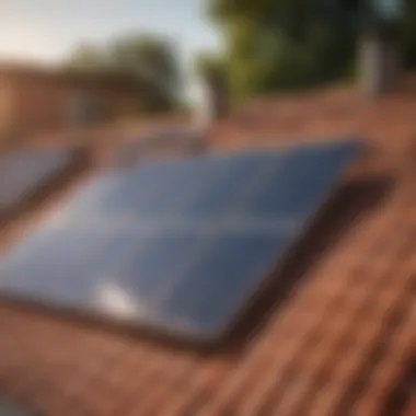Solar heating panels on a home rooftop