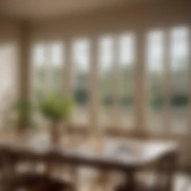 Stylish plantation shutters perfectly complementing a sunlit dining area