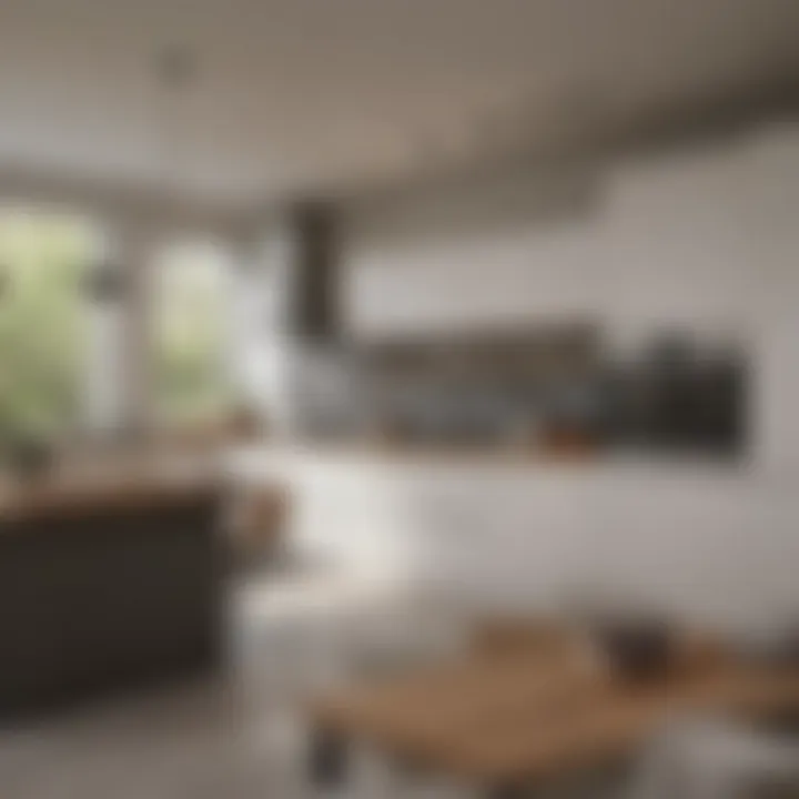 A minimalist kitchen featuring sleek cabinetry and an open layout