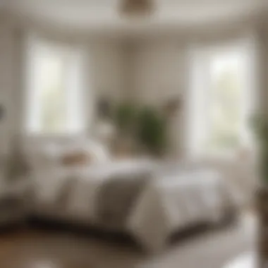 Cozy bedroom decorated in Valspar Dove White, emphasizing tranquility and style.