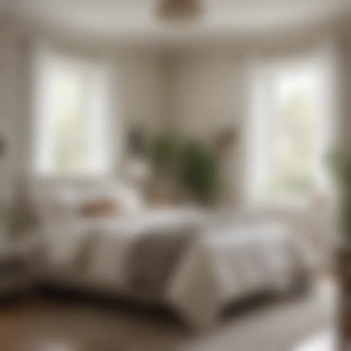 Cozy bedroom decorated in Valspar Dove White, emphasizing tranquility and style.