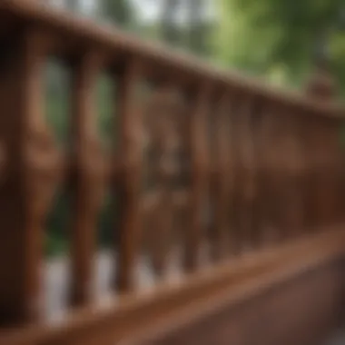 Elegant wooden deck railing with intricate design