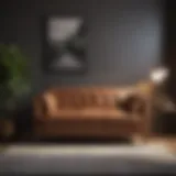 Luxurious faux leather settee in a contemporary living room