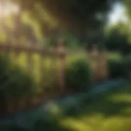 Elegant wooden fencing surrounded by lush greenery