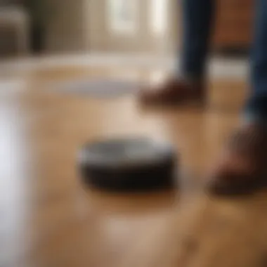 User reviewing robot vacuum performance on hardwood floors