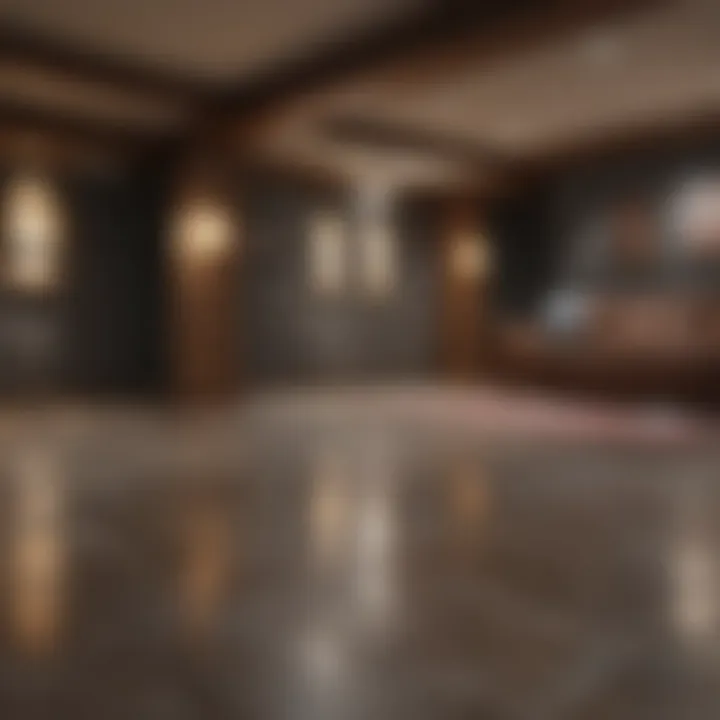 Luxurious finished basement floor with modern design