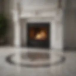 Elegant marble fireplace floor tiles with intricate patterns