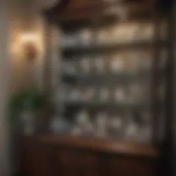 Elegant display cabinet showcasing fine china and glassware