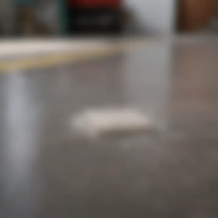 Applying soap to a garage floor