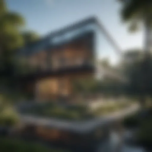 Contemporary glass wall house blending with nature