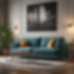 Elegant living room featuring a stylish couch