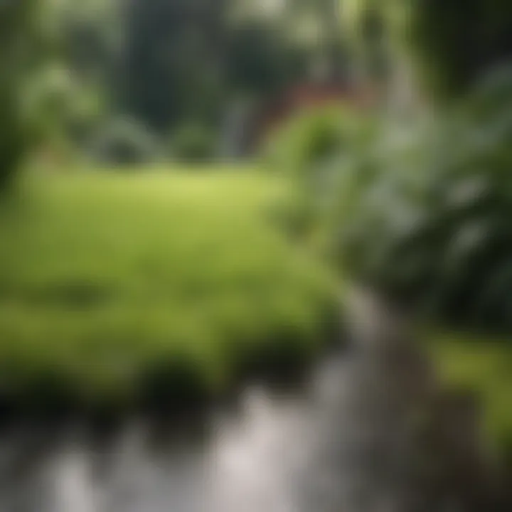 Lush lawn thriving in wet conditions