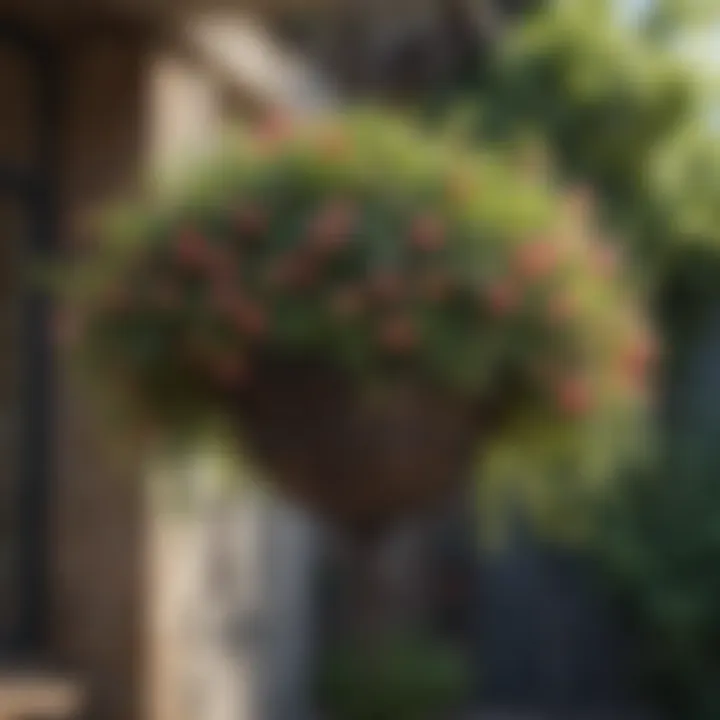 Close-up view of a well-maintained hanging basket