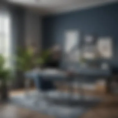 Stylish Home Office with Blue and Gray Design Elements Stylish home office with blue and gray design elements